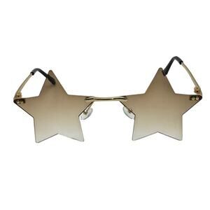 6077 | Brown Two Tone Rimless Star Novelty Sunglasses